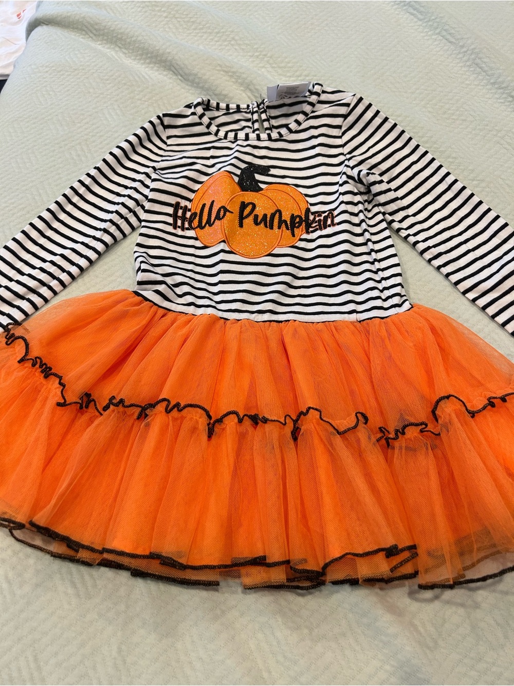 Hello Pumpkin Orange Striped Tutu Dress - 4T